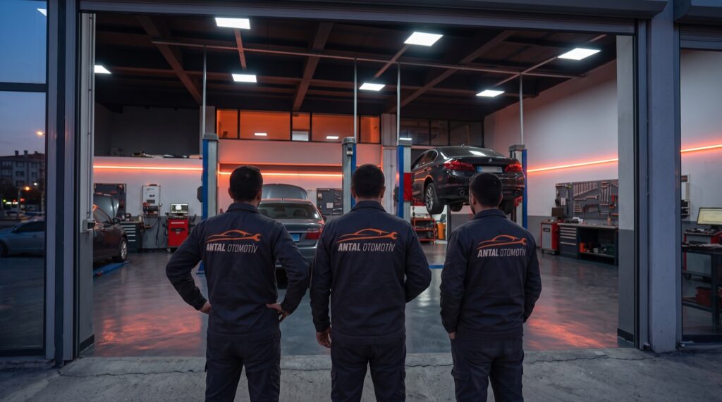 Antal Otomotiv ekibi Pendik servis atölyesinin önünde