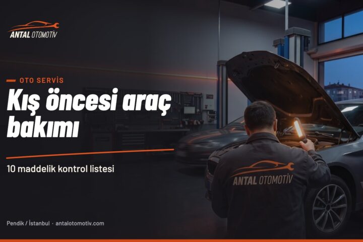 Antal Otomotiv Pendik atölyesinde kış öncesi araç bakımı için kaputu açık araç kontrolü