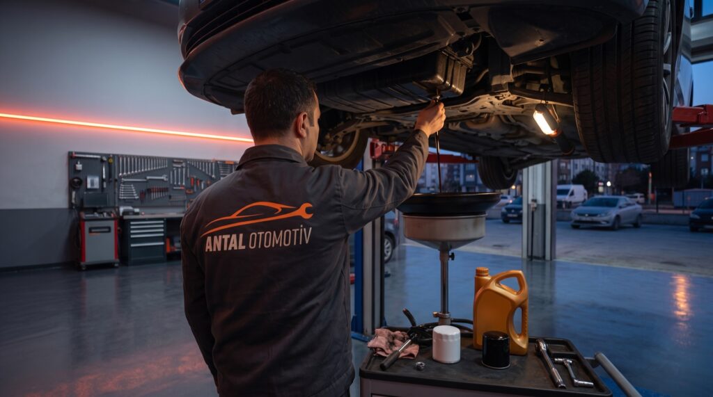 Antal Otomotiv periyodik bakımda motor yağı değişimi